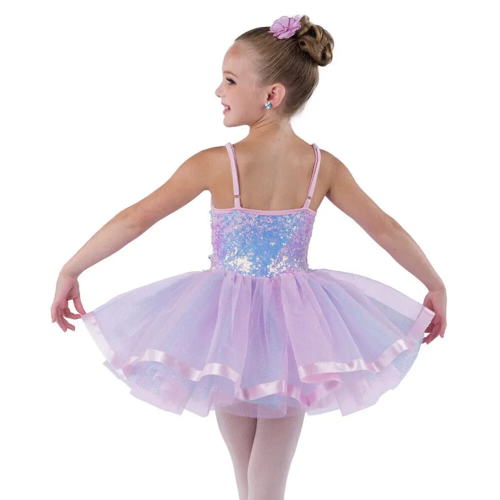 Pre-Owned Dance Costume AWCT V2514Y Medium Child Pink Tutu Ballet Dress Up Sequ